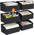 Lifewit Storage Baskets for Shelves, 6 Packs Non-woven Fabric Trapezoid Closet Organizer Bins with Handles, Foldable Clothing Containers Box for Clothes, Toy, Towel, Book, DVD, Hats, Medium-Black by TinyTreasures Baby Boutique
