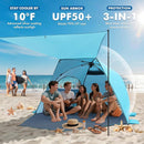 Elegear Beach Tent with Canopy, 1-Second Setup Pop Up Sun Shelter Shade, UPF 50+ UV Protection Silver-Coated Lightweight Portable Beach Cabana by TinyTreasures Baby Boutique