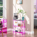 Clear Bookshelf, Acrylic Bookcase with Open Book Shelf Console Table for Entryway Office (3 Tier Pink) by CozyNest Decor