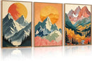 HPNIUB Mountains Forests Framed Canvas Wall Art Set, Abstract Woodland Painting, Boho Scenery Sun Wall Decor, Pretty Grassland River Artwork for Living Room, Bedroom, Dining Room, Office - 16"x24"x3 by CozyNest Decor