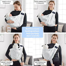 CUBY Wrap Baby Sling Carrier, Baby Wraps Sling Carrier Adjustable Breathable Lightweight Easy to Wearing - Baby Slings for Newborn Infant Toddler Front & Hip Carry Up to 40lbs (Blue Flower) by TinyTreasures Baby Boutique