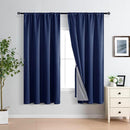 XWZO 100% Blackout Curtains 63 Inches Long with Tiebacks- Heat and Full Light Blocking, Thermal Insulated Rod Pocket Window Panels for Bedroom/Nursery, Navy Blue, W52 x L63, Set of 2 Draperies by TinyTreasures Baby Boutique