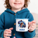 Personalized 12 oz Enamel Mug with Name - Custom Camping Coffee Mugs for Home, Work, Travel, Camping - Birthday Christmas Gift for Family Friend (Splash-Ink Dinosaur) by TinyTreasures Baby Boutique
