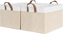 StorageWorks Storage Bins, Fabric Storage Bins for Shelves, Extra Large Storage Baskets with Metal Frame, Closet Baskets and Bins with Handles, Jumbo, Brown and White, 2-Pack by CozyNest Decor