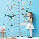 3D Cartoon Height Growth Chart for Kids Wall Decal Removable DIY Whale Ocean Animal Wall Decal Peel and Stick Sailing House Art Decor for Kids Nursery Bedroom Living Room Bathroom Decor by TinyTreasures Baby Boutique