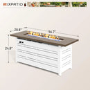 56 Inch Gas Fire Pit Table, 50,000 BTU Propane Pits for Outside with Removable Lid and Glass Fire Rocks, 2 in 1 Firepit Table Gatherings Parties on Patio Deck Garden Backyard, White by GreenHaven Gardens