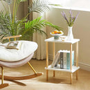 IBUYKE 2-Tier Side Table, Solid Wood Tall End Table with Storage Shelves, Nightstand Bedside Table for Living Room Bedroom Office, No-Tool Assembly, White UWST002W by CozyNest Decor