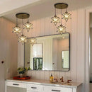 Glass Glam Chandelier Star Pendants Light Fixture Modern Elegant Ceiling Hanging Lights Included LED Warm Light Bulbs Oiled Bronze by CozyNest Decor