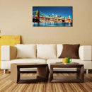 Pyradecor Large Modern New York Cityscape Canvas Wall Art Brooklyn Bridge Night View Canvas Prints Stretched Landscape Pictures Paintings Artwork for Living Room Home Decorations L by CozyNest Decor