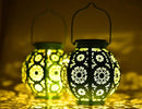 Bohemian Garden Solar Lanterns, Set of 2 Moroccan Outdoor Waterproof Landscape Solar Lights for Backyard Pathway Patio Tree Table Decor (Turquoise) by GreenHaven Gardens
