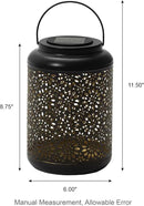 Glitzhome Solar Lantern Black Metal Cutout Flower Outdoor Hanging Solar Light with Handle for Garden Patio Yard Outdoor Decor by GreenHaven Gardens