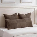 Fancy Homi 2 Packs Dark Brown Big Decorative Throw Pillow Covers 24x24 Inch for Living Room Couch Bed, Farmhouse Boho Home Decor, Soft Corss Corduroy Patchwork Accent Square Cushion Case 60x60 cm by CozyNest Decor
