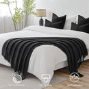 MIULEE Black Knitted Throw Blanket for Couch Textured Knit Blanket with Tassels Cozy Woven Boho Bed Blanket for Sofa Bed Chair Acrylic Wave Pattern 50"x60" by CozyNest Decor