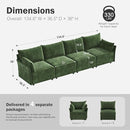 134.6" Modular Sectional Sofa, Oversized 4 Seater Green Couch with Removable Chenille Fabric Cover, Deep Seat & High Backrest for Living Room, Office & Apartment by CozyNest Decor