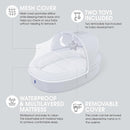 Premium Portable Baby Lounger Nest – Foldable Travel Bassinet for Newborn & Infant with Mesh Canopy, 2 Toys, Waterproof Mattress & Removable Cover – Cream by TinyTreasures Baby Boutique