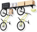 2-Pack Garage Wall Shelving, Heavy Duty Garage Storage Shelving With Hooks, Shelving Wall Mounted Holds 250 lbs Each,Black by GreenHaven Gardens