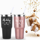 Mamihlap Hubby & Wifey Est 2025 Travel Mug 30oz Tumbler.Valentine’s Day Gifts.Anniversary Wedding Engagement Gifts.Gift for Couple Her Him Bridal Shower Husband Wife Newlywed Couple.(Black&Rose Gold) by TinyTreasures Baby Boutique