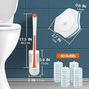 JEHONN Disposable Toilet Bowl Cleaner Wand with 40 Cleaner Refills, Wall Mounted Long Handle Compact Bathroom Scrub Brush Holder Set for Sink Bathtub Wash Basin Mop Pool (Orange) by CozyNest Decor