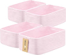 Small Storage Baskets for Organizing | Closet Organizer Bins | Shelf Toy Basket | Woven Rope Baskets | Cube Decorative Box | Shallow Basket | 13x8.5x5.1” | 4 Packs Light Pink by TinyTreasures Baby Boutique