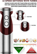MegaWise Pro Titanium Reinforced 3-in-1 Immersion Corded Hand Blender, Powerful MOTOR with 80% Sharper Blades, 12-Speed Corded Blender, IncludingWhisk and Milk Frother (3-in 1 Red) by TinyTreasures Baby Boutique