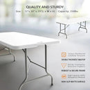 VINGLI 8 Foot Plastic Folding Table Portable Long Table for Indoor Outdoor Use Rectangular with Carrying Handle，White by GreenHaven Gardens