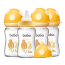 YOHKOH Natural Glass Baby Bottle with Natural Response Nipple, Newborn Anti-Colic Baby Bottles, Wide Neck Mushroom Cap Baby Bottle, Clear (Yellow, (5.4oz (Pack of 4)) by TinyTreasures Baby Boutique