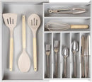 Premium Silverware, Flatware and Utensil Organizer for Kitchen Drawers, Food-Safe Contract Grade, Expandable from 10.5 to 19 In, Gray Bamboo by CozyNest Decor