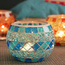 Votive Candle Holder Tea Lights - Glass Candle Holders, Mosaic Tealight Candle Holder, Candle Jar Cup for Wedding Centerpiece Party Table Decorations, Valentines Day Decor by CozyNest Decor