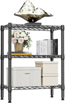 750 lbs 3 Tier Shelf Metal Storage Shelves Wire Rack Closet Organizers for Garage Kitchen Bathroom Laundry Black 11.8" D x 25.6" W x 31.5" H by CozyNest Decor