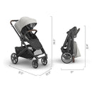 UPPAbaby Cruz V3 Stroller - from Birth + Car Seat Compatible - Full-Size, Reversible Seat - Infant Insert, Bug and Rain Shields Included - Savannah (Pearl Gray Jacquard/Carbon Frame/Chestnut Leather) by TinyTreasures Baby Boutique