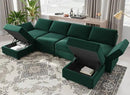 Belffin Modular Sectional Sofa Oversized U Shaped Sectional Couch with Reversible Chaise Velvet Modular U Shape Sofa with Storage Seat Green by CozyNest Decor