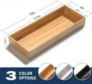 Bamboo Drawer Organizer, Stackable Utensil Organizer for Kitchen, Bamboo Storage Box Wood Silverware Tray for Drawer 15" x 6" x 2" Set of 2 by CozyNest Decor