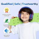 EarFun K2 Kids Bluetooth Headphones, Kids Headphones with Volume Limited, 40H Playtime, Built-in Mic, Stereo Sound, Foldable Over-Ear Headphone for School/Travel/iPad/Tablet, Blue by TinyTreasures Baby Boutique