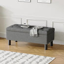 Furniliving Ottoman Bench with Storage, Folding Storage Ottoman Bench with Wood Legs, Upholstered Bedroom Bench with Button-Tufted, Entryway Bench Storage Bench for Bedroom, Linen (Darkgrey) by CozyNest Decor