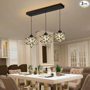 Modern Frosted White Glass Chandelier Dining Room Farmhouse Star Pendants Lights for Kitchen Island LED Ceiling Hanging Lighting Included Warm Light Bulbs Black by CozyNest Decor