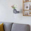 Silvery Wall Sculptures, Hand Vases Home Decor, Wall Mount Art Sculpture, Unique Wall Art Statue, Funky Flower Vase Decorations, Modern Eclectic Hanging Decor,Glass Test Tube Vase (Silvery) by CozyNest Decor