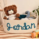 Personalized Baby Name Basket, Custom Woven Baby Shower Gift Basket with Cotton Rope Handle Baby Diaper Nursery Shelf Storage Basket Bin for Kids' Bedroom (Style 3) by TinyTreasures Baby Boutique