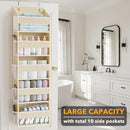 SpaceAid 1 Pack Over The Door Organizer with 5 Large Pockets and 10 Mesh Side Pockets, 5 Layers Door Organizer Hanging with Clear Window for Bedroom, Bathroom, Pantry and Nursery, Beige by CozyNest Decor