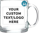 Custom Libbey Clear Glass Coffee Mugs 13 oz. Set of 50, Personalized Bulk Pack - Perfect for Coffee, Tea, Espresso, Hot Cocoa, Other Beverages - Clear Bottom by TinyTreasures Baby Boutique