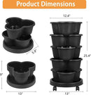 VECELO 5 Tier Vertical Garden Planter, Self Watering Stackable Planters with Wheels for Strawberries, Herbs, Flowers, Vegetables, Black by CozyNest Decor