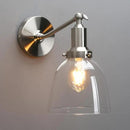 PERMO Industrial Vintage Slope Pole Wall Mount Single Sconce with 6.7" Oval Dome Clear Glass Shade Wall Sconce Light Lamp Fixture (Brushed Nickel) by CozyNest Decor