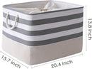TheWarmHome Jumbo Storage Bins Baskets, Sturdy Fabric Organizing Basket W/Handles, Decorative Foldable Storage Baskets for Shelves Closet Nursery Toy (Grey&White Stripes 3 Pack, 20.5Lx15.7Wx13.8H in) by TinyTreasures Baby Boutique