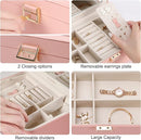 KAMIER Jewelry Boxes for Women, 2 Layers PU Leather Travel Jewelry Box, Large Capacity, Double Lock and Large Mirror, Hidden Necklace Hooks, Removable Dividers, Gift Box Packaging, Pink by TinyTreasures Baby Boutique