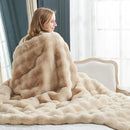 Cozy Bliss Faux Fur Throw Blanket for Couch, Fuzzy Soft Plush Thick Bubble Blanket for Sofa Bedroom Living Room, 50 * 60 Inches Beige by CozyNest Decor