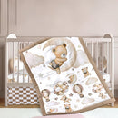 3 Pcs Baby Crib Bedding Set Safari Animals Dinosaurs Bear Woodland Animals Jungle Crib Set Includes Quilt, Fitted Sheet, Skirt for Baby Boy Girl(Brown,Teddy Bear) by TinyTreasures Baby Boutique