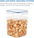 Vtopmart Food Storage Containers 2.5L / 84.5oz, 4 Pieces BPA Free Plastic Airtight Canister for Flour, Sugar, Baking Supplies, with 4 Measuring Cups and 24 Labels, Blue by CozyNest Decor