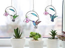 Lolitarcrafts Stained Glass Hummingbird Window Hangings with Flowers, Bird Stained Glass Suncatcher for Window Decor Hummingbird Gifts for Mom,Bird Lovers (Blue with Flower B) by GreenHaven Gardens