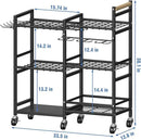 NADAMOO Garden Tool Organizer with Rolling Wheel, 3-tier Metal Shelf Yard Tool Holder, Utility Stand Rack for Garage Organization and Storage, Hold Long-Handled Rakes, Shovel, Broom by GreenHaven Gardens