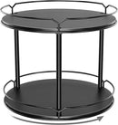 Lazy Susan Organizer 2 Tier - 12.4" Turntable Spice Rack for Table Top, Wooden Rotating Lazy Susan for Cabinet Pantry Kitchen Countertop Dining Table Cupboard Bathroom Vanity Storage(Black) by CozyNest Decor