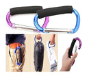 Large Stroller Hooks for Mommy, 2 pcs Carabiner Stroller Hook Organizer for Hanging Purses, Diaper Bag, Shopping Bags. Clip Fits Single/Twin Travel Systems, Car Seats (Blue+Purple) by TinyTreasures Baby Boutique